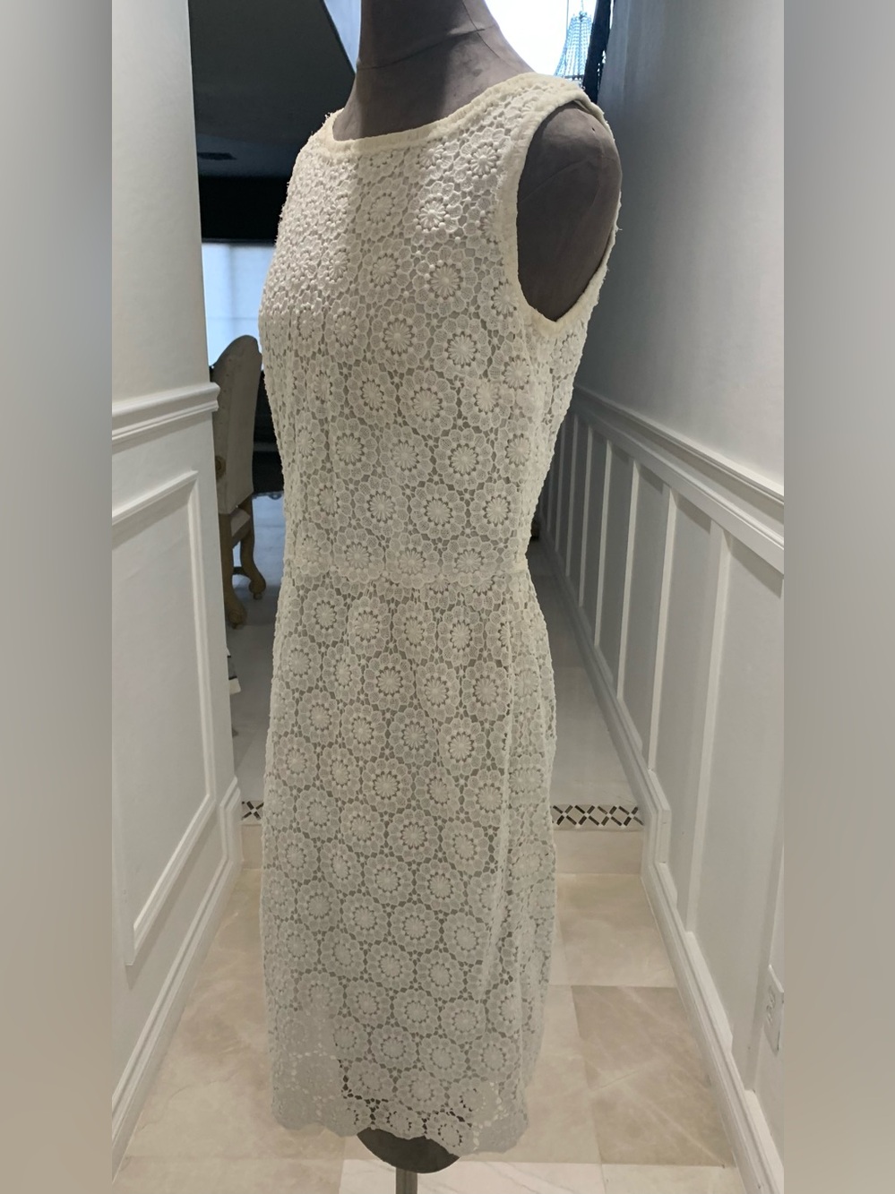 DOLCE & GABBANA DAISY MACRAME  LACE WHITE SLEEVELESS DRESS  IT44 US 8